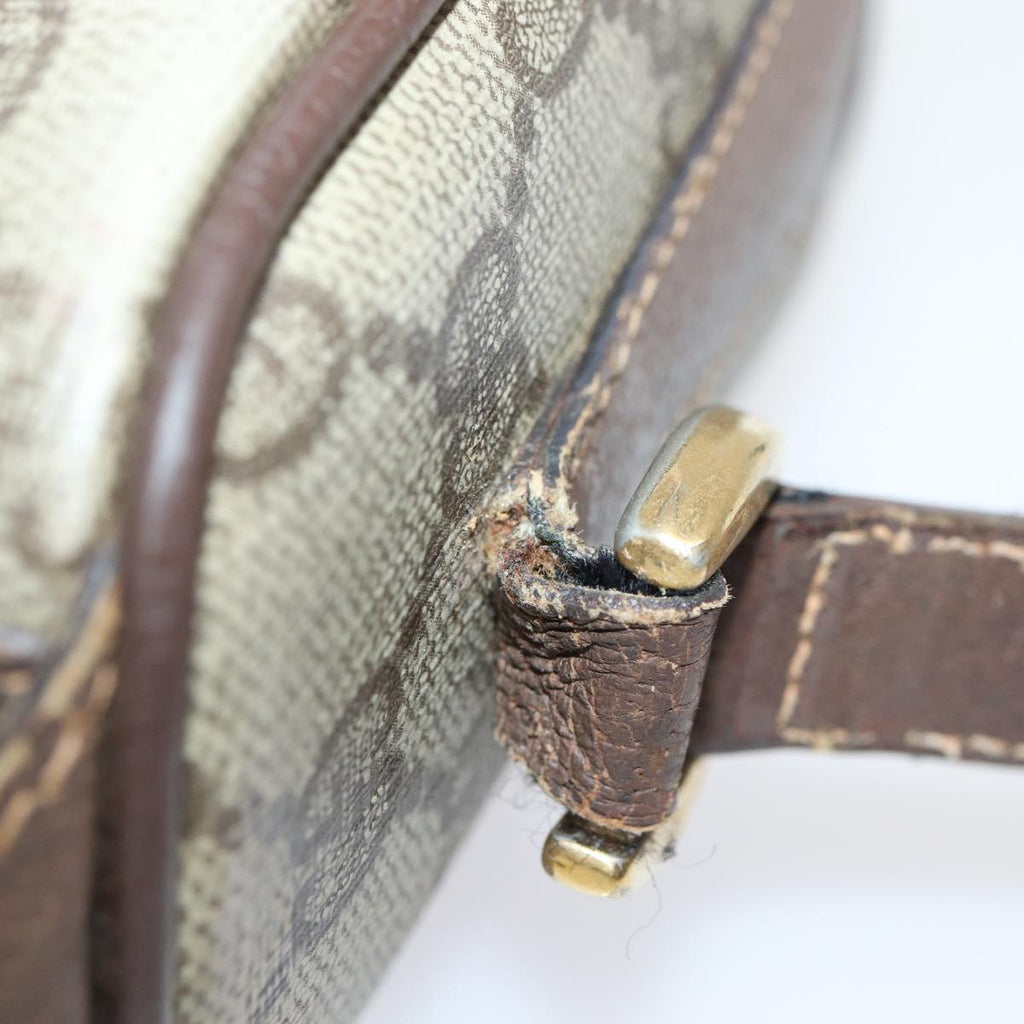 GUCCI GG Supreme Web Sherry Line Shoulder Bag PVC Beige Gold bs16981