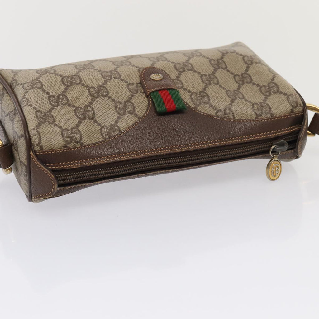 GUCCI GG Supreme Web Sherry Line Shoulder Bag PVC Beige Gold bs16981