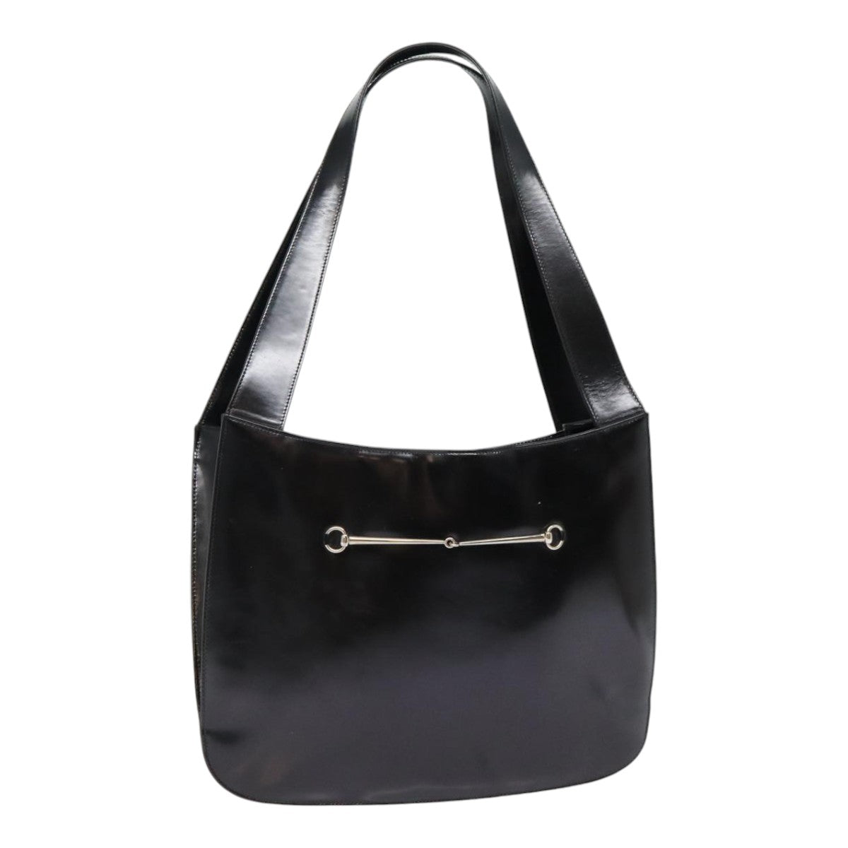 GUCCI Shoulder Bag Patent leather Black Silver bs17018