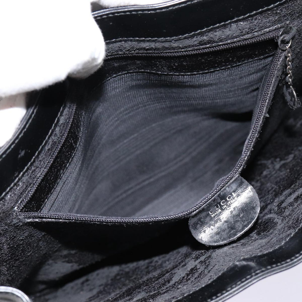 GUCCI Shoulder Bag Patent leather Black Silver bs17018