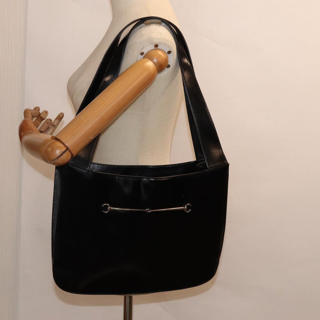 GUCCI Shoulder Bag Patent leather Black Silver bs17018