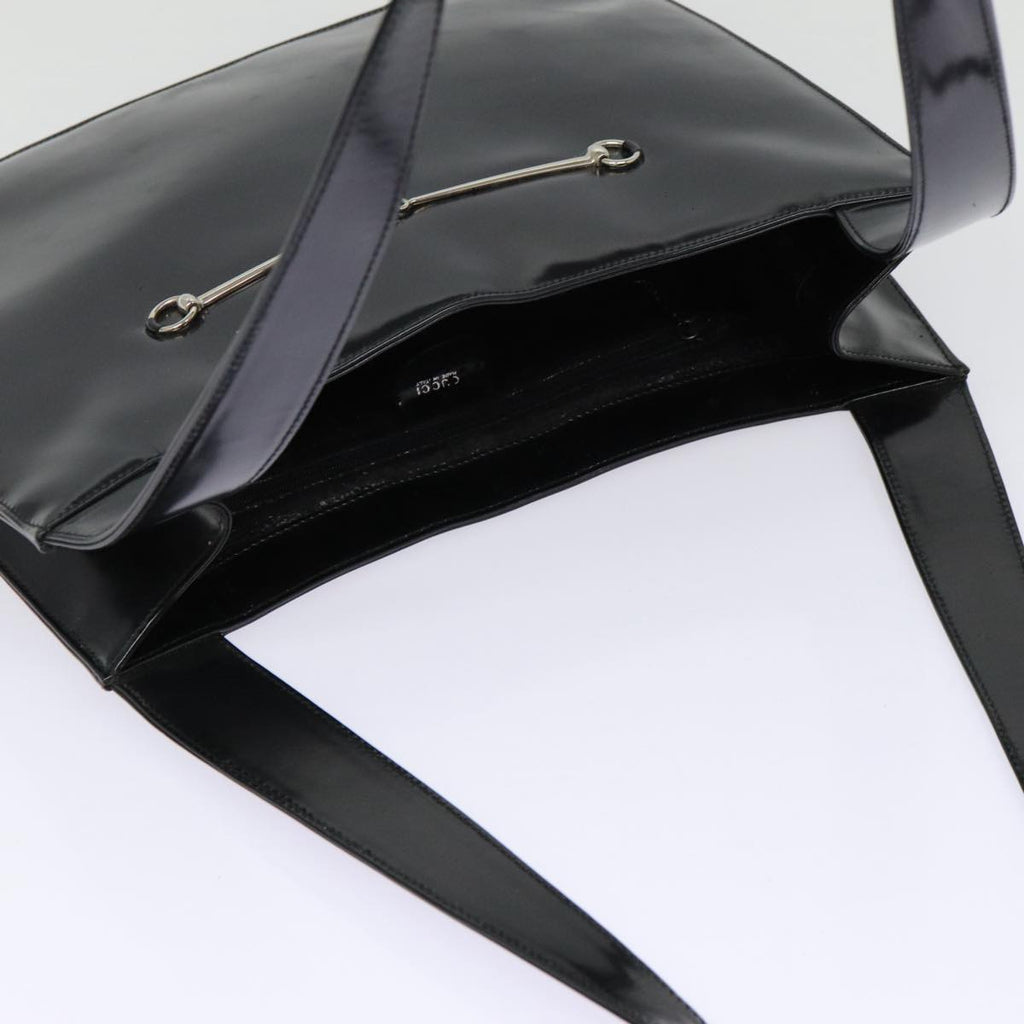 GUCCI Shoulder Bag Patent leather Black Silver bs17018