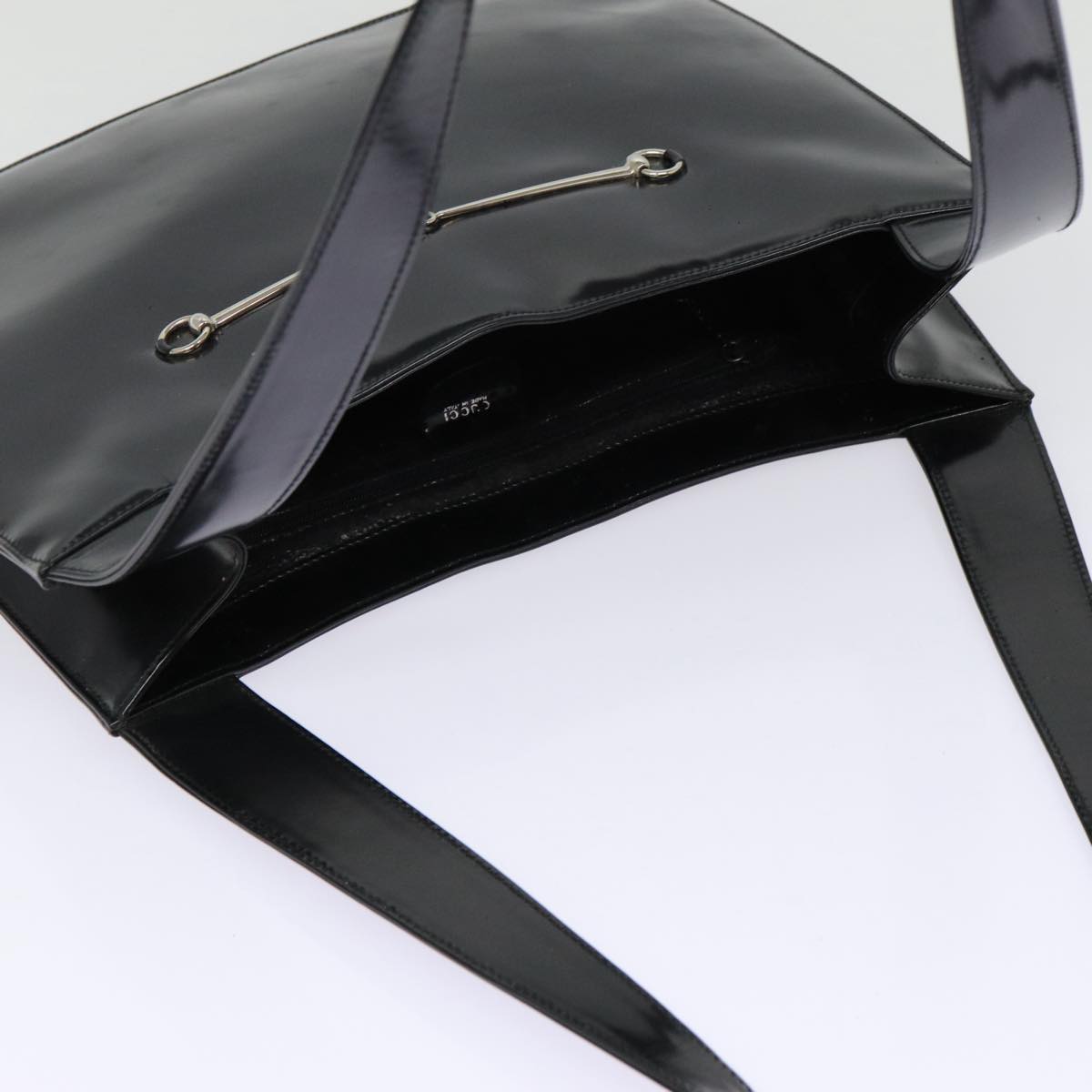 GUCCI Shoulder Bag Patent leather Black Silver bs17018