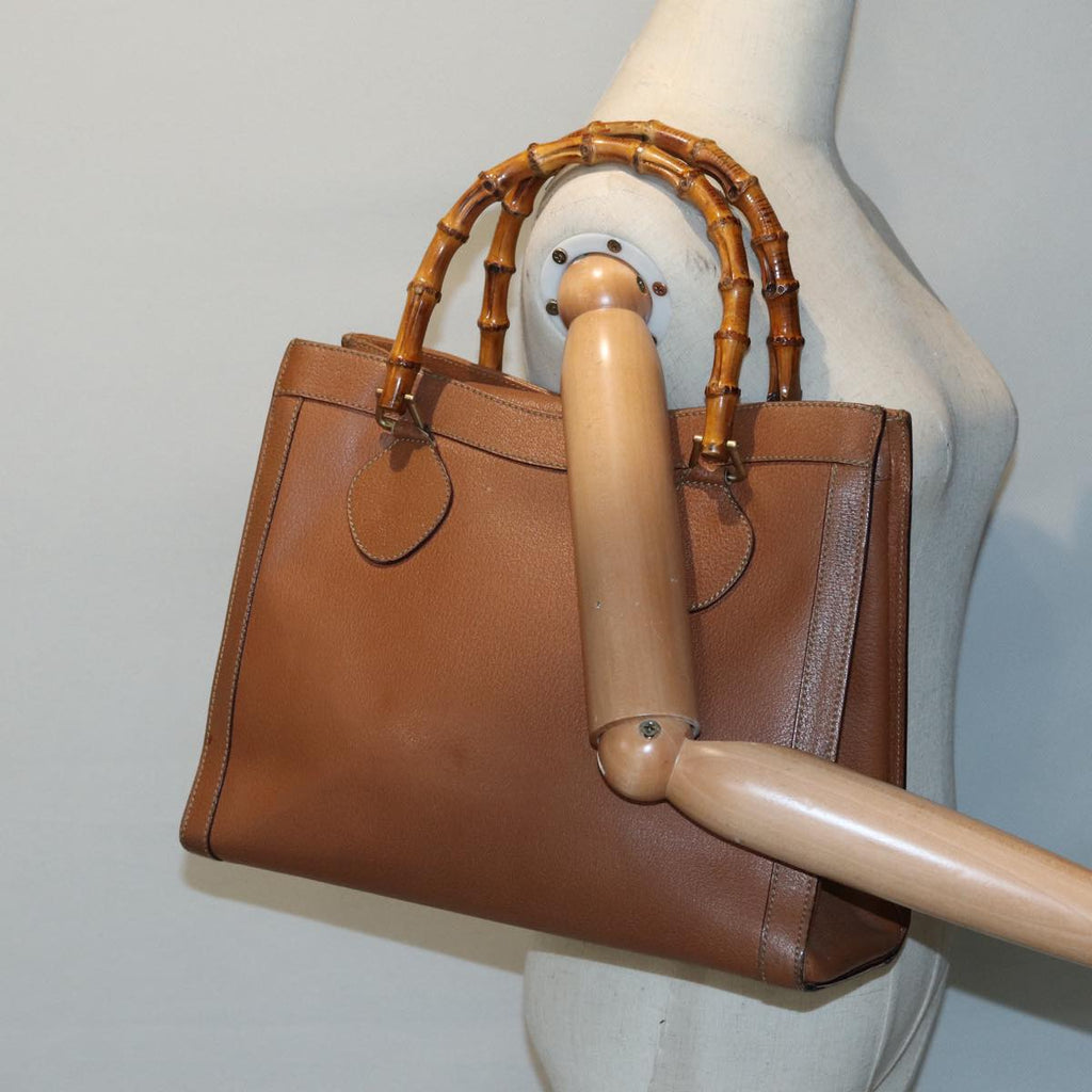 GUCCI Bamboo Hand Bag Leather Brown Gold 002 1186 0260 bs17019