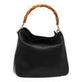 GUCCI Bamboo Hand Bag Leather Black Gold 001 3444 1638 bs17040