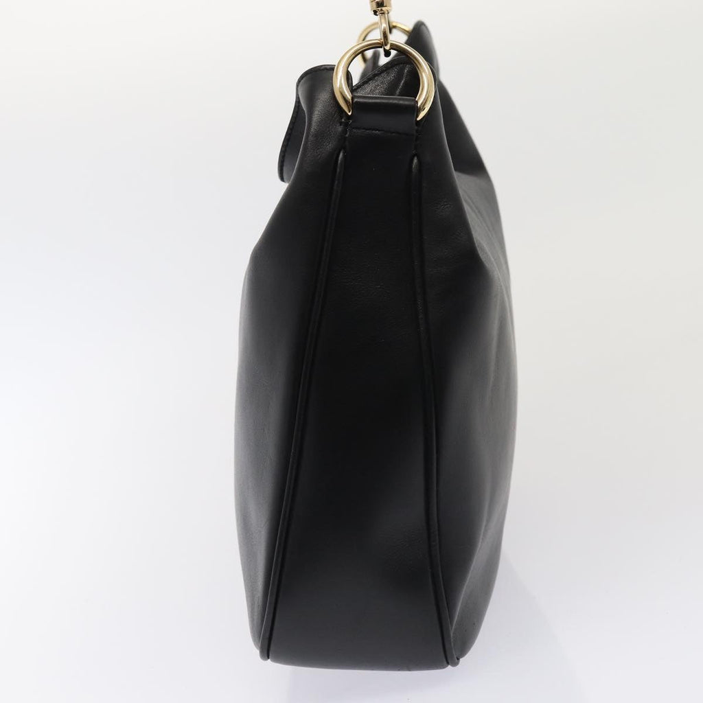 GUCCI Bamboo Hand Bag Leather Black Gold 001 3444 1638 bs17040