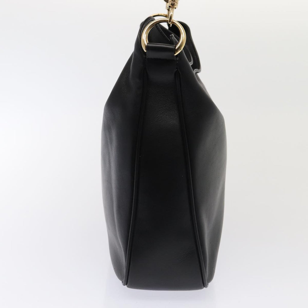GUCCI Bamboo Hand Bag Leather Black Gold 001 3444 1638 bs17040