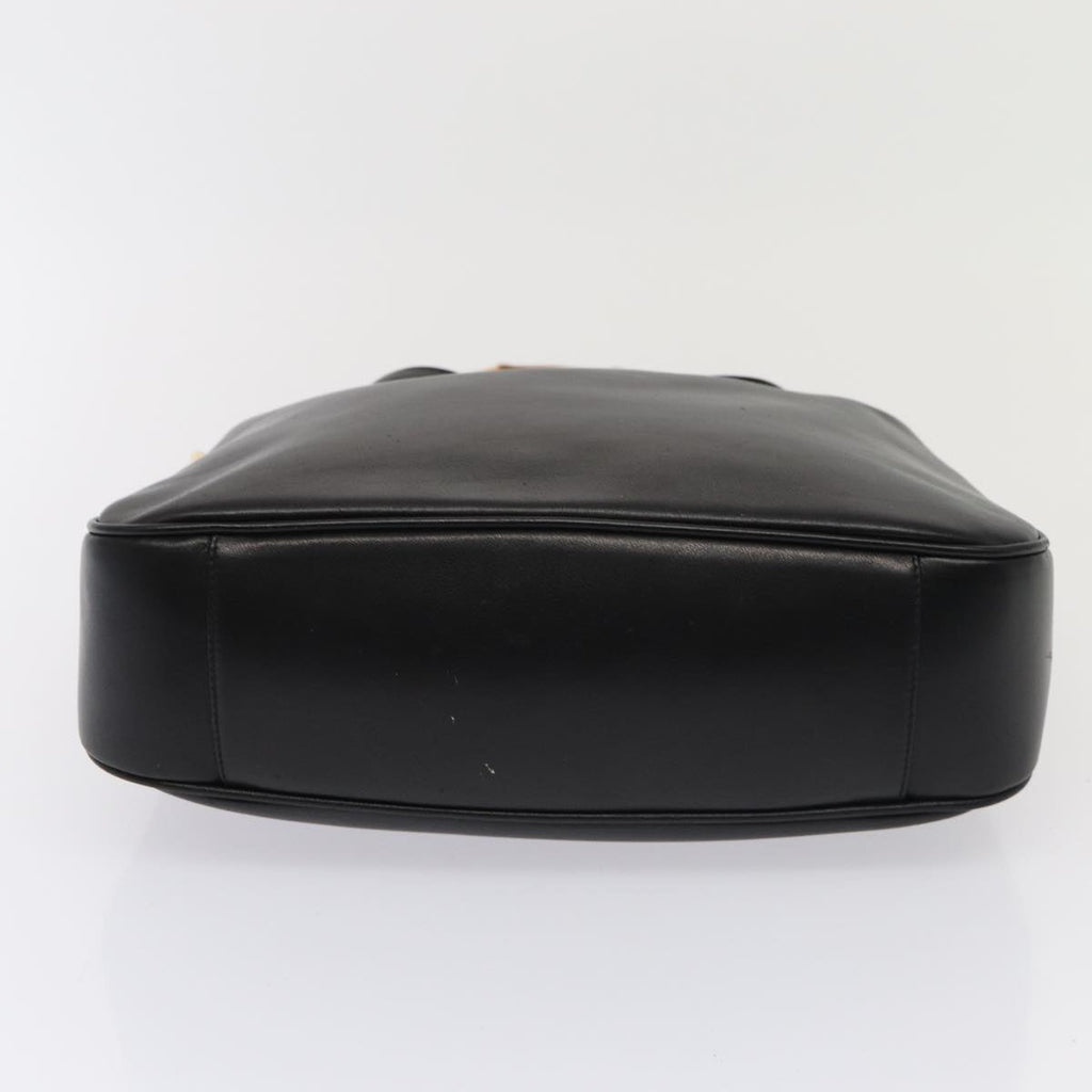 GUCCI Bamboo Hand Bag Leather Black Gold 001 3444 1638 bs17040