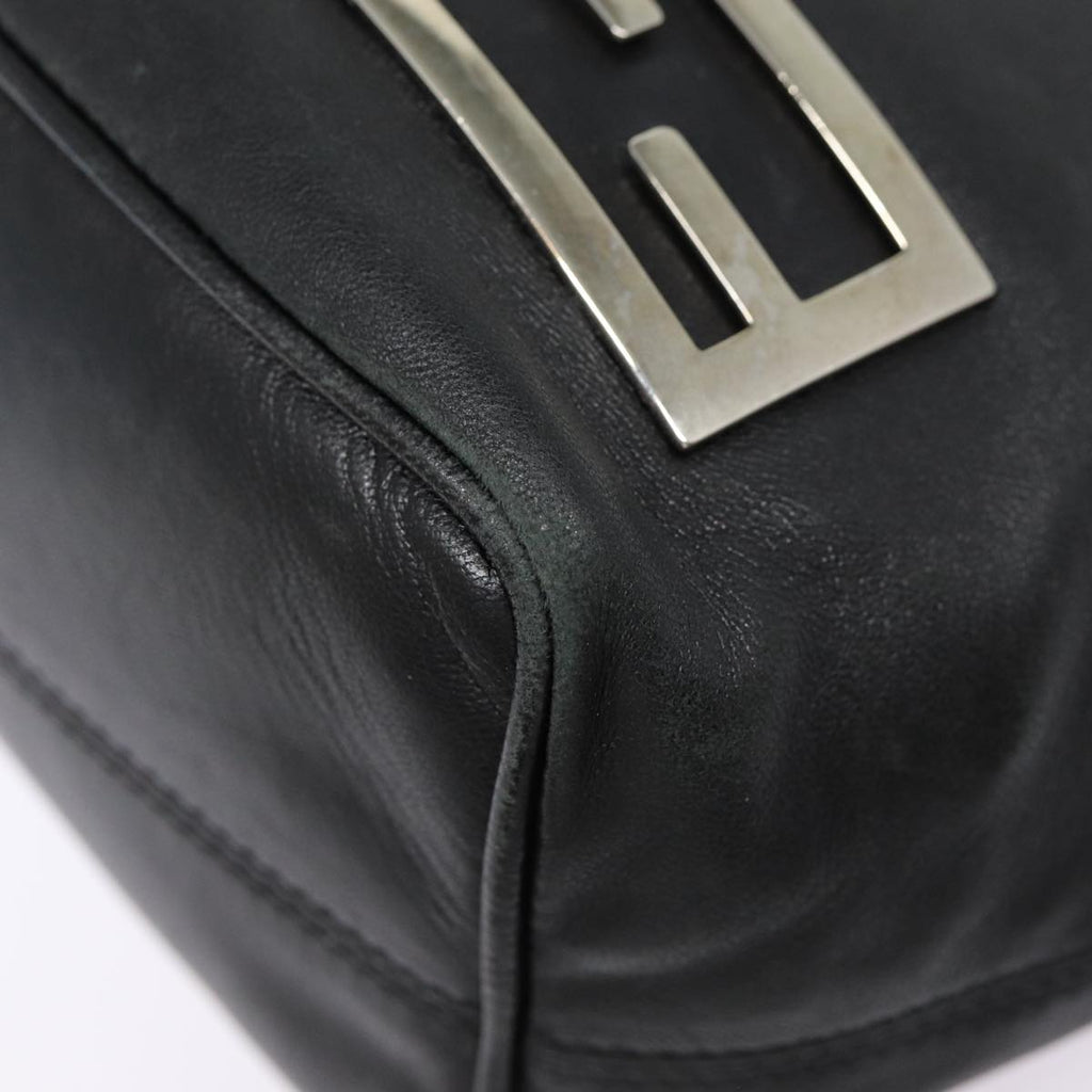 FENDI Hand Bag Leather Black Silver bs17042