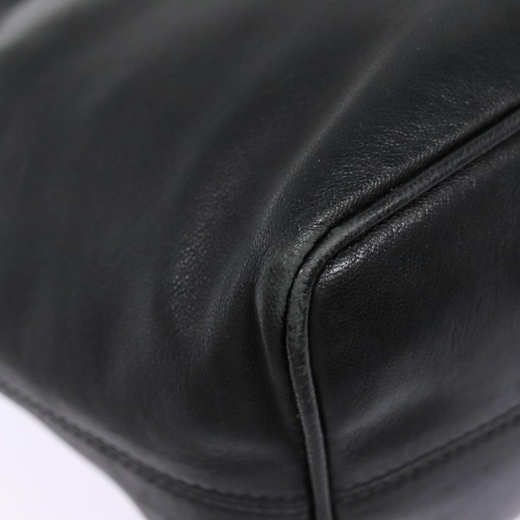 FENDI Hand Bag Leather Black Silver bs17042