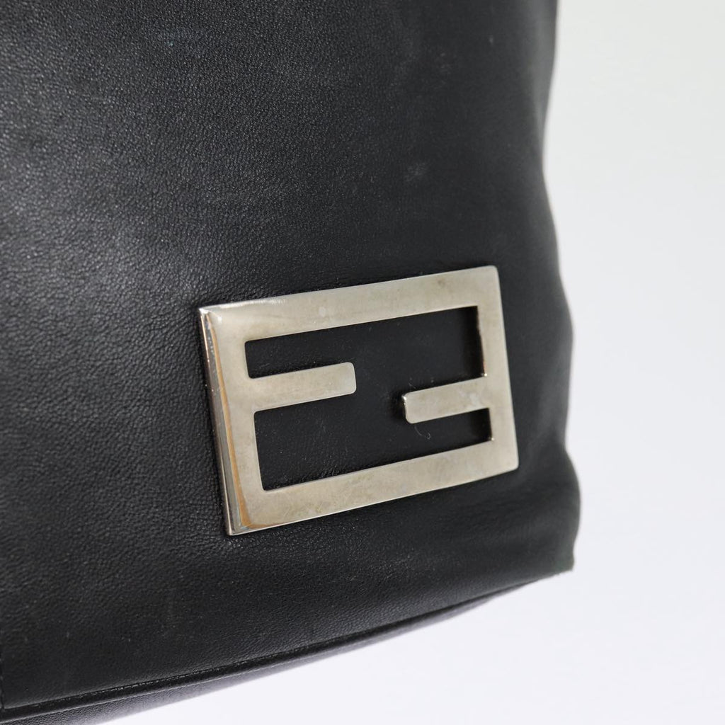 FENDI Hand Bag Leather Black Silver bs17042