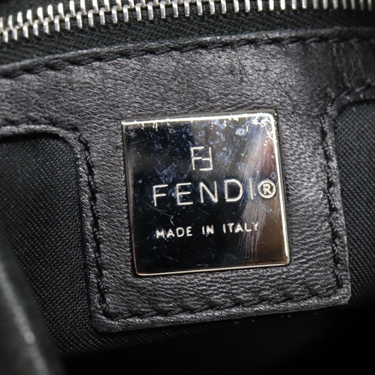 FENDI Hand Bag Leather Black Silver bs17042