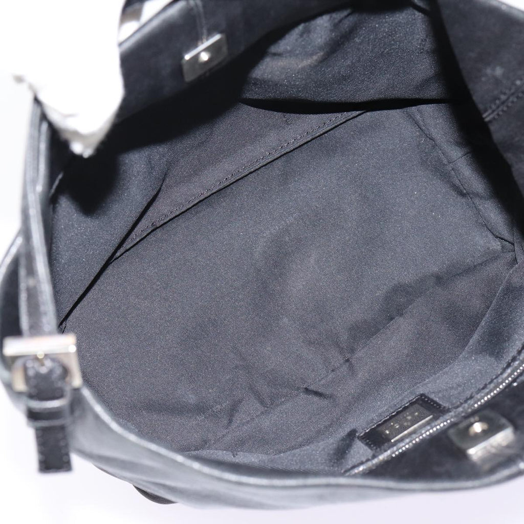 FENDI Hand Bag Leather Black Silver bs17042