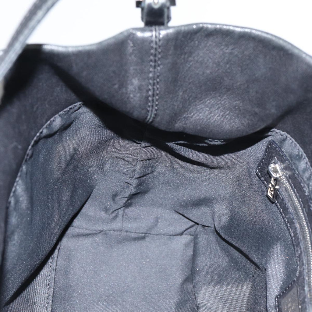 FENDI Hand Bag Leather Black Silver bs17042