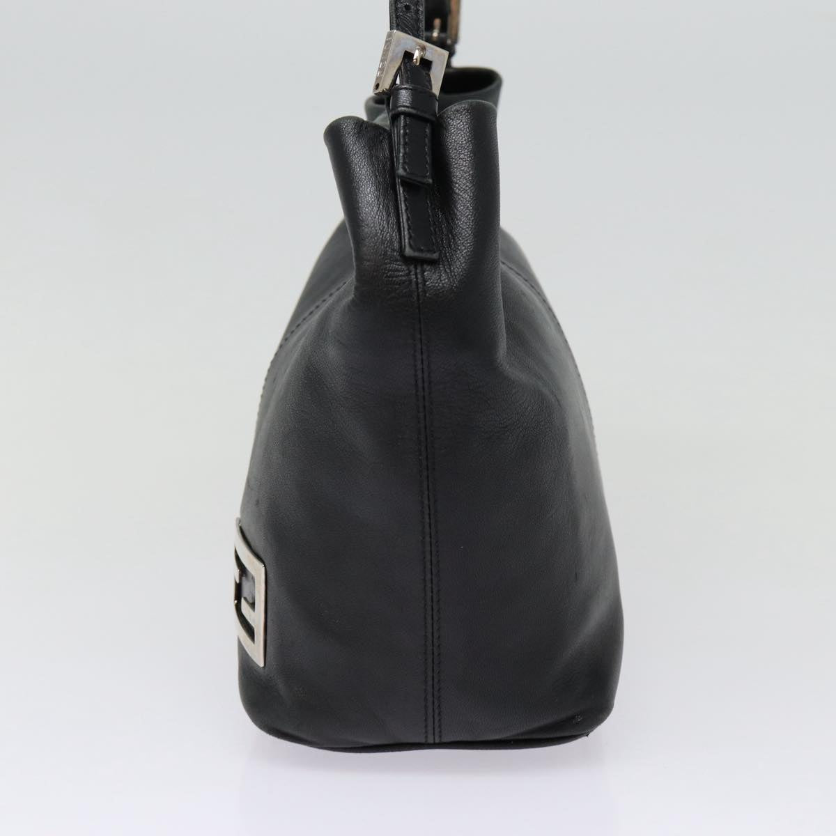 FENDI Hand Bag Leather Black Silver bs17042