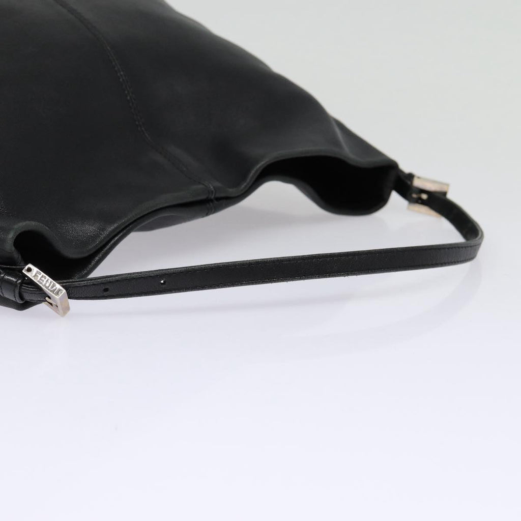 FENDI Hand Bag Leather Black Silver bs17042