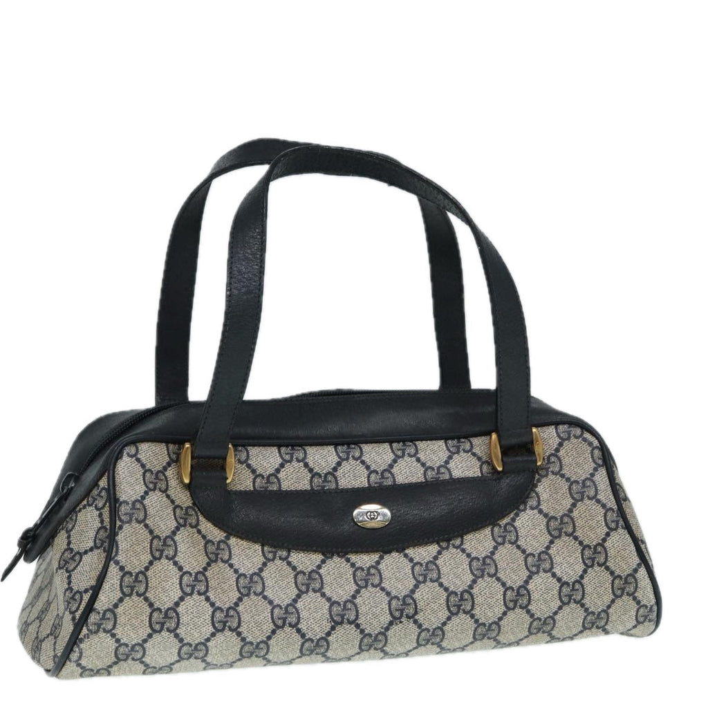 GUCCI GG Supreme Hand Bag PVC Leather Navy Gold bs17043