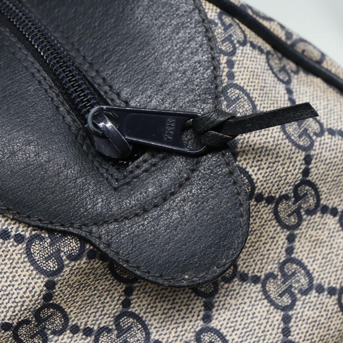 GUCCI GG Supreme Hand Bag PVC Leather Navy Gold bs17043