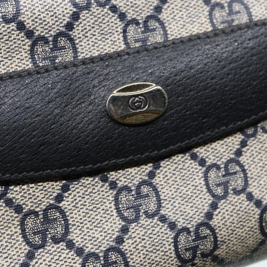 GUCCI GG Supreme Hand Bag PVC Leather Navy Gold bs17043