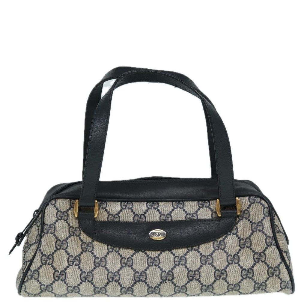 GUCCI GG Supreme Hand Bag PVC Leather Navy Gold bs17043
