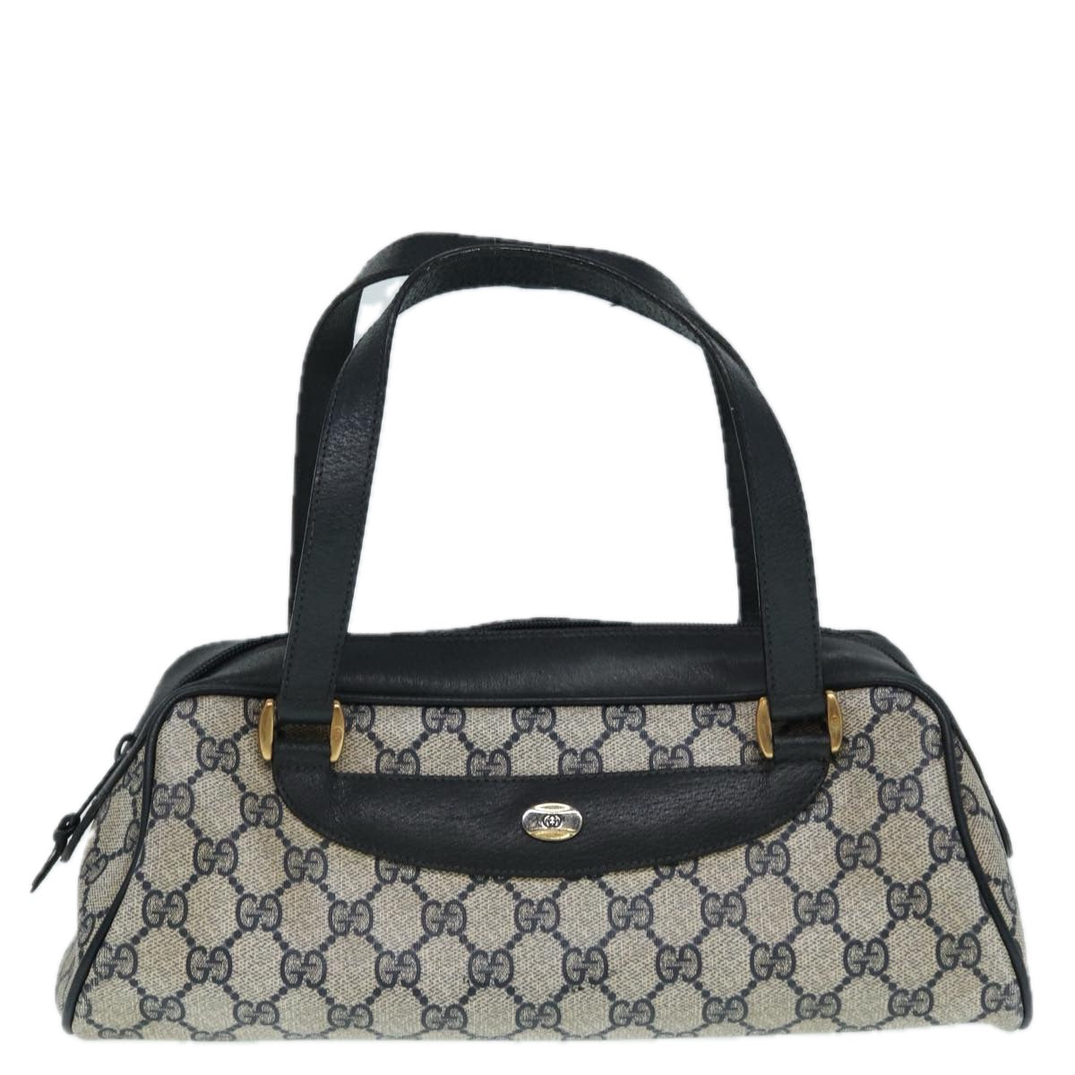 GUCCI GG Supreme Hand Bag PVC Leather Navy Gold bs17043