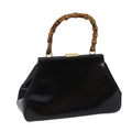GUCCI Bamboo Hand Bag Patent Leather Black Gold 000 781 0296 bs17044