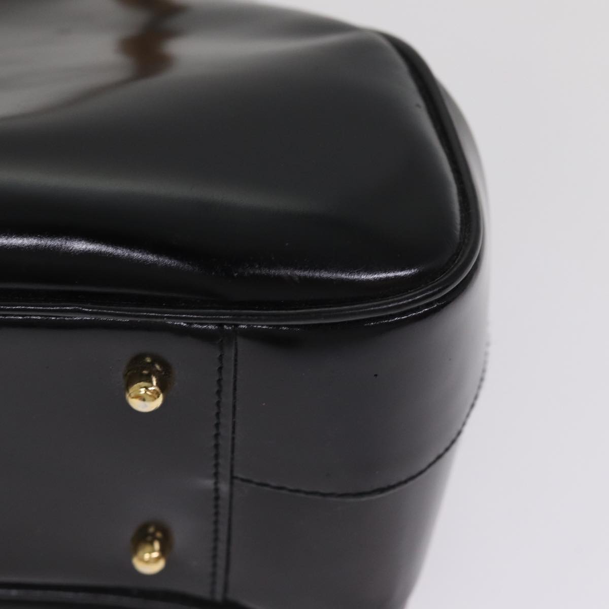 GUCCI Bamboo Hand Bag Patent Leather Black Gold 000 781 0296 bs17044