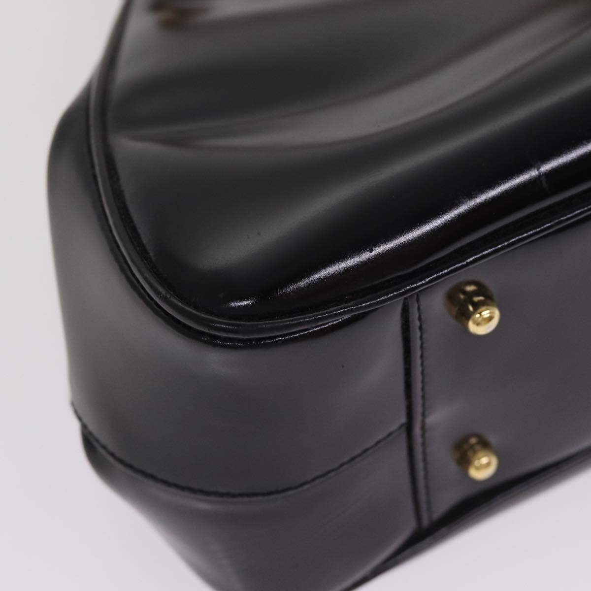 GUCCI Bamboo Hand Bag Patent Leather Black Gold 000 781 0296 bs17044