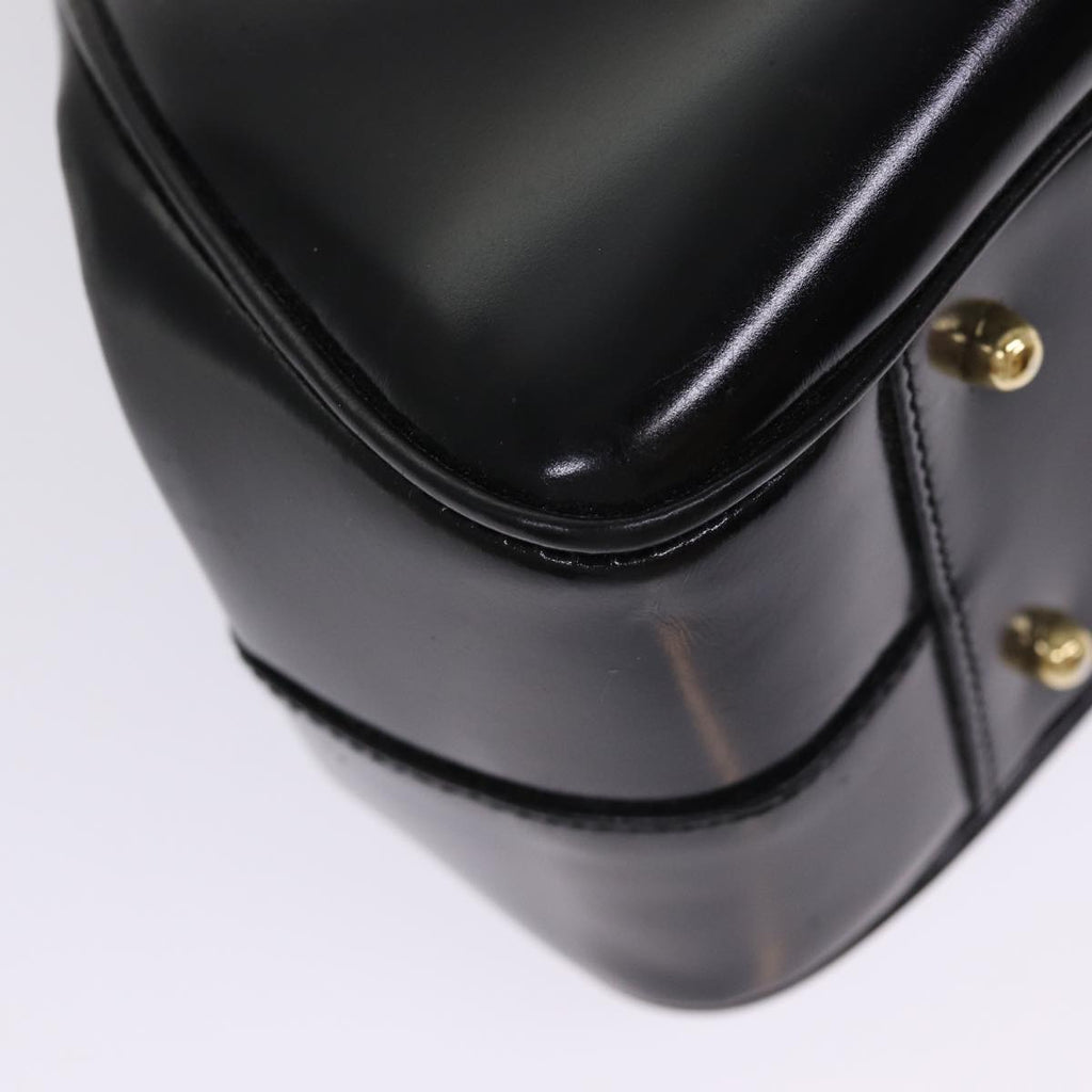 GUCCI Bamboo Hand Bag Patent Leather Black Gold 000 781 0296 bs17044