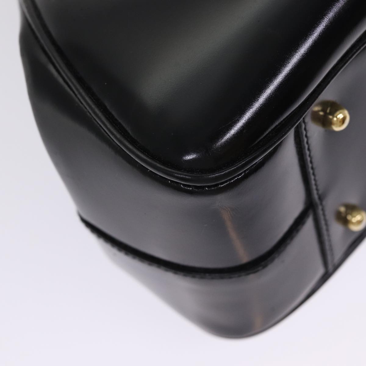 GUCCI Bamboo Hand Bag Patent Leather Black Gold 000 781 0296 bs17044