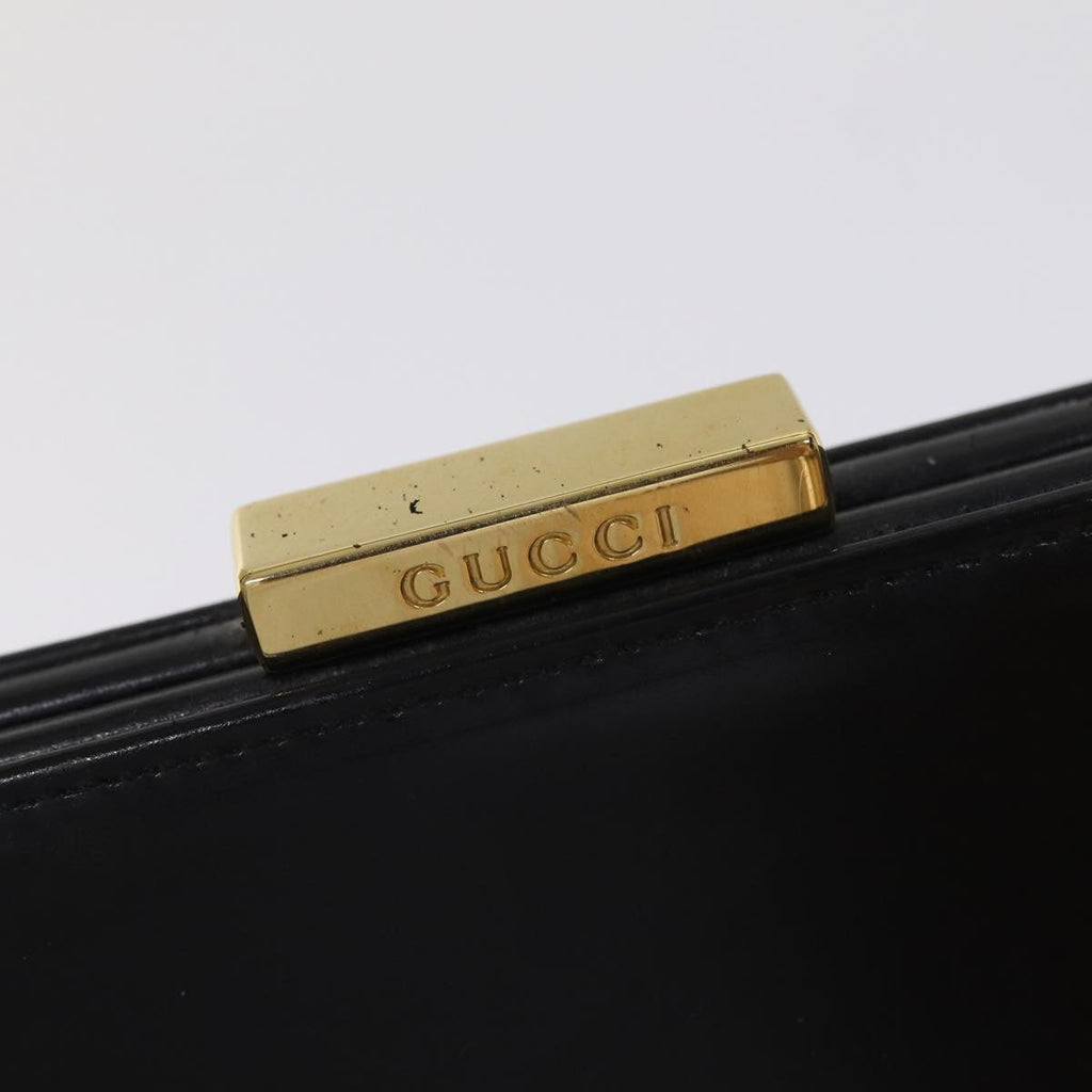 GUCCI Bamboo Hand Bag Patent Leather Black Gold 000 781 0296 bs17044
