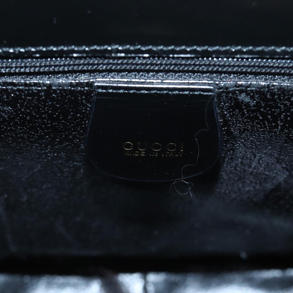 GUCCI Bamboo Hand Bag Patent Leather Black Gold 000 781 0296 bs17044
