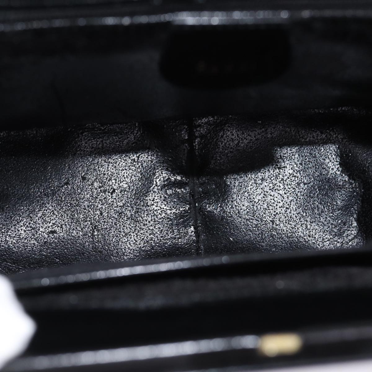 GUCCI Bamboo Hand Bag Patent Leather Black Gold 000 781 0296 bs17044