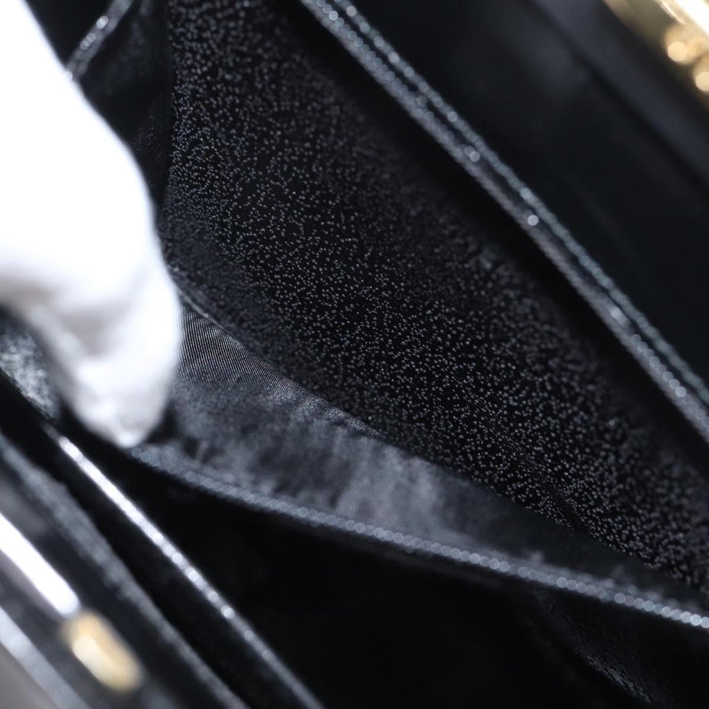 GUCCI Bamboo Hand Bag Patent Leather Black Gold 000 781 0296 bs17044