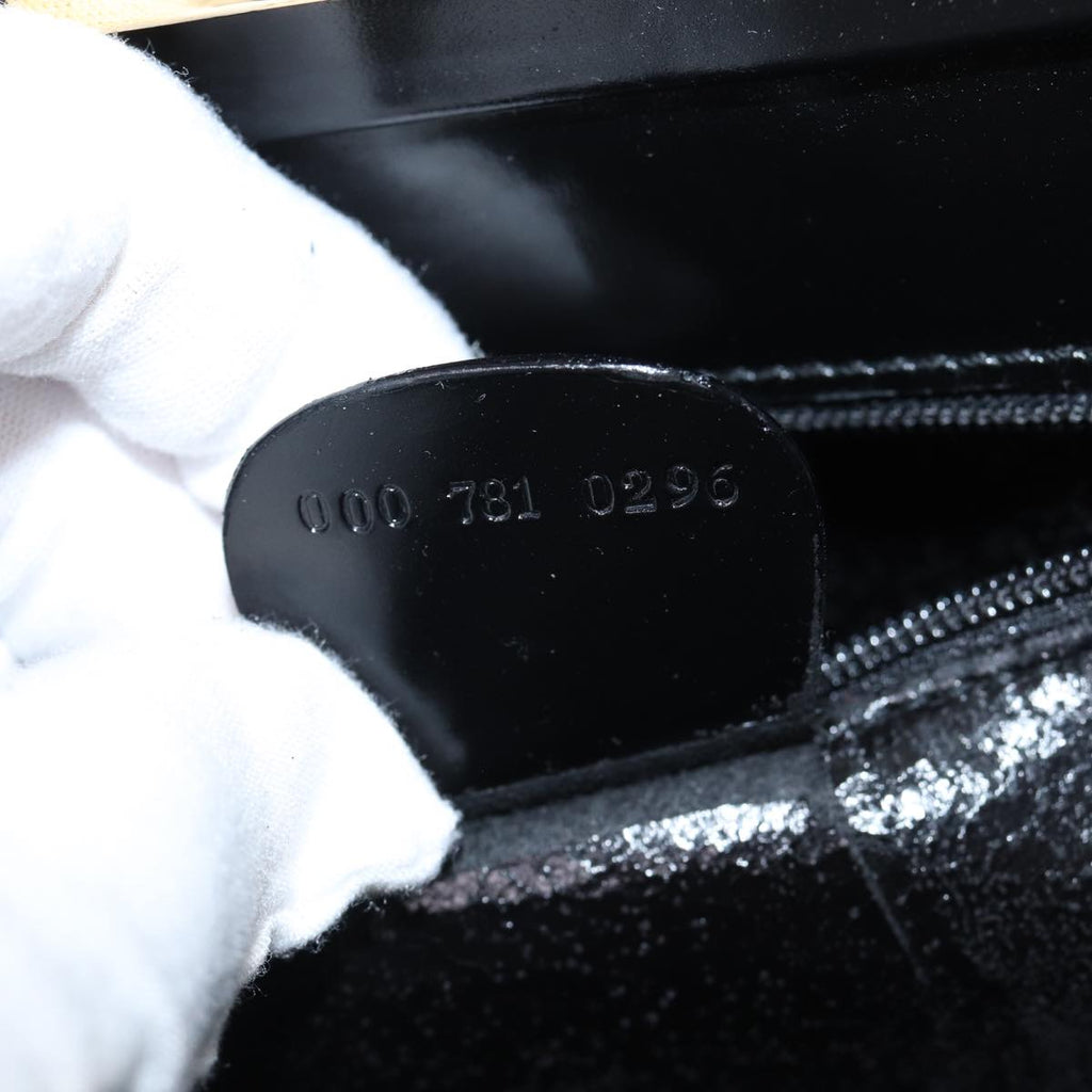 GUCCI Bamboo Hand Bag Patent Leather Black Gold 000 781 0296 bs17044