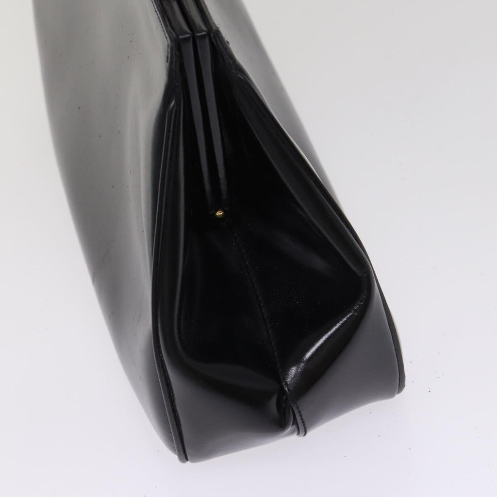 GUCCI Bamboo Hand Bag Patent Leather Black Gold 000 781 0296 bs17044