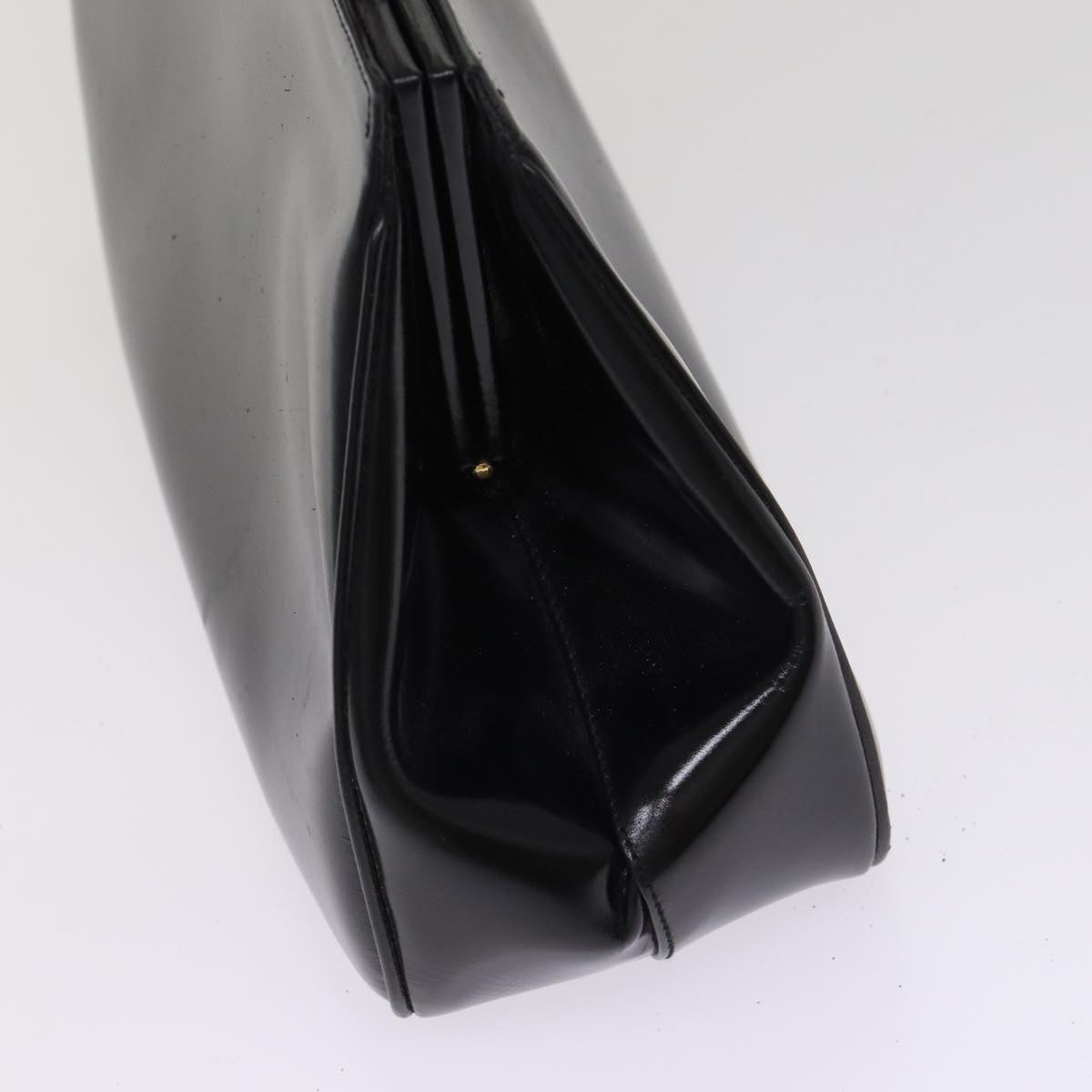 GUCCI Bamboo Hand Bag Patent Leather Black Gold 000 781 0296 bs17044