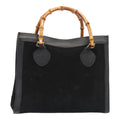 GUCCI Bamboo Hand Bag Suede Black Gold 002 123 0260 bs17116