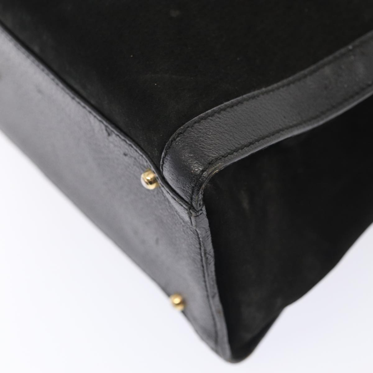 GUCCI Bamboo Hand Bag Suede Black Gold 002 123 0260 bs17116