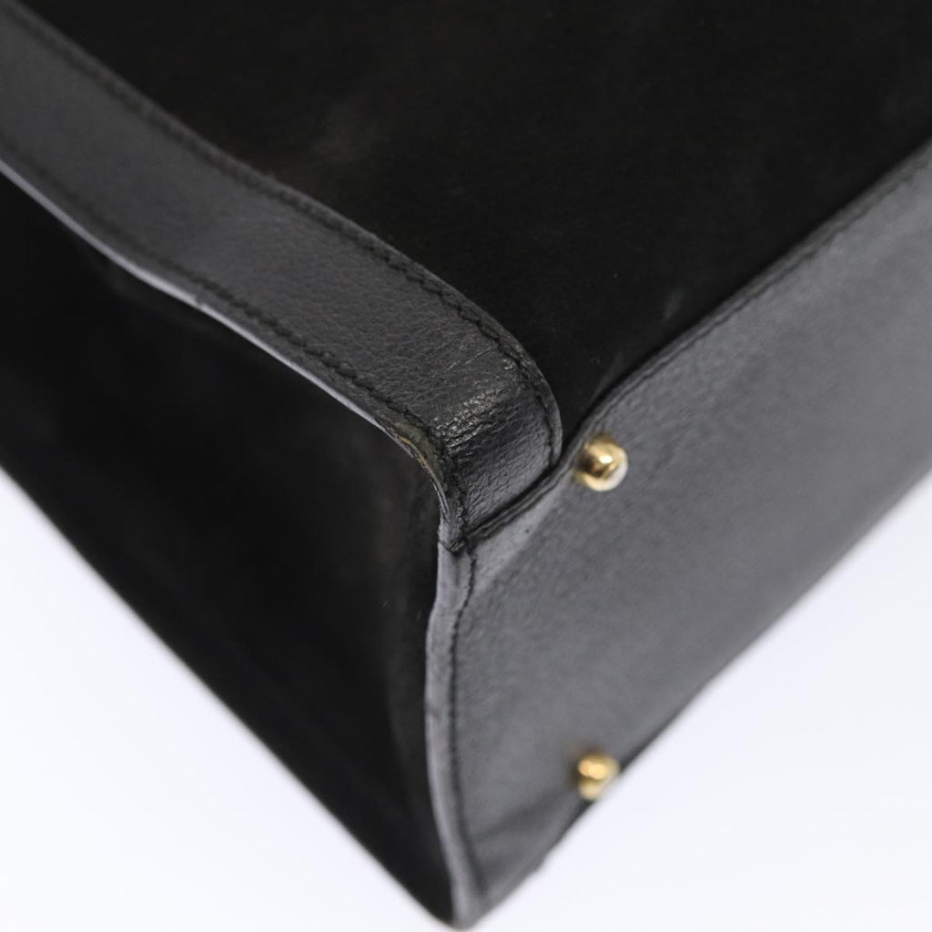 GUCCI Bamboo Hand Bag Suede Black Gold 002 123 0260 bs17116