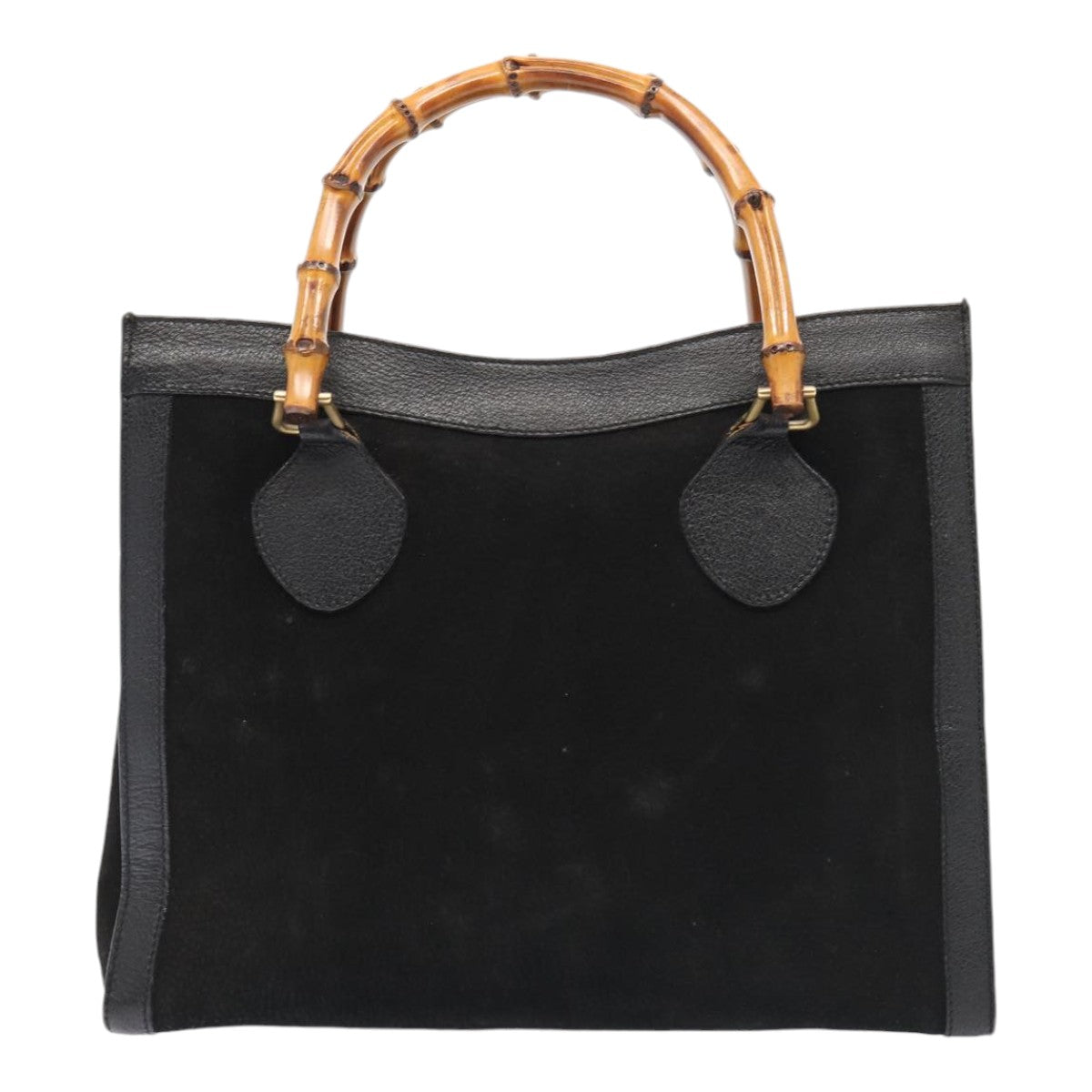 GUCCI Bamboo Hand Bag Suede Black Gold 002 123 0260 bs17116