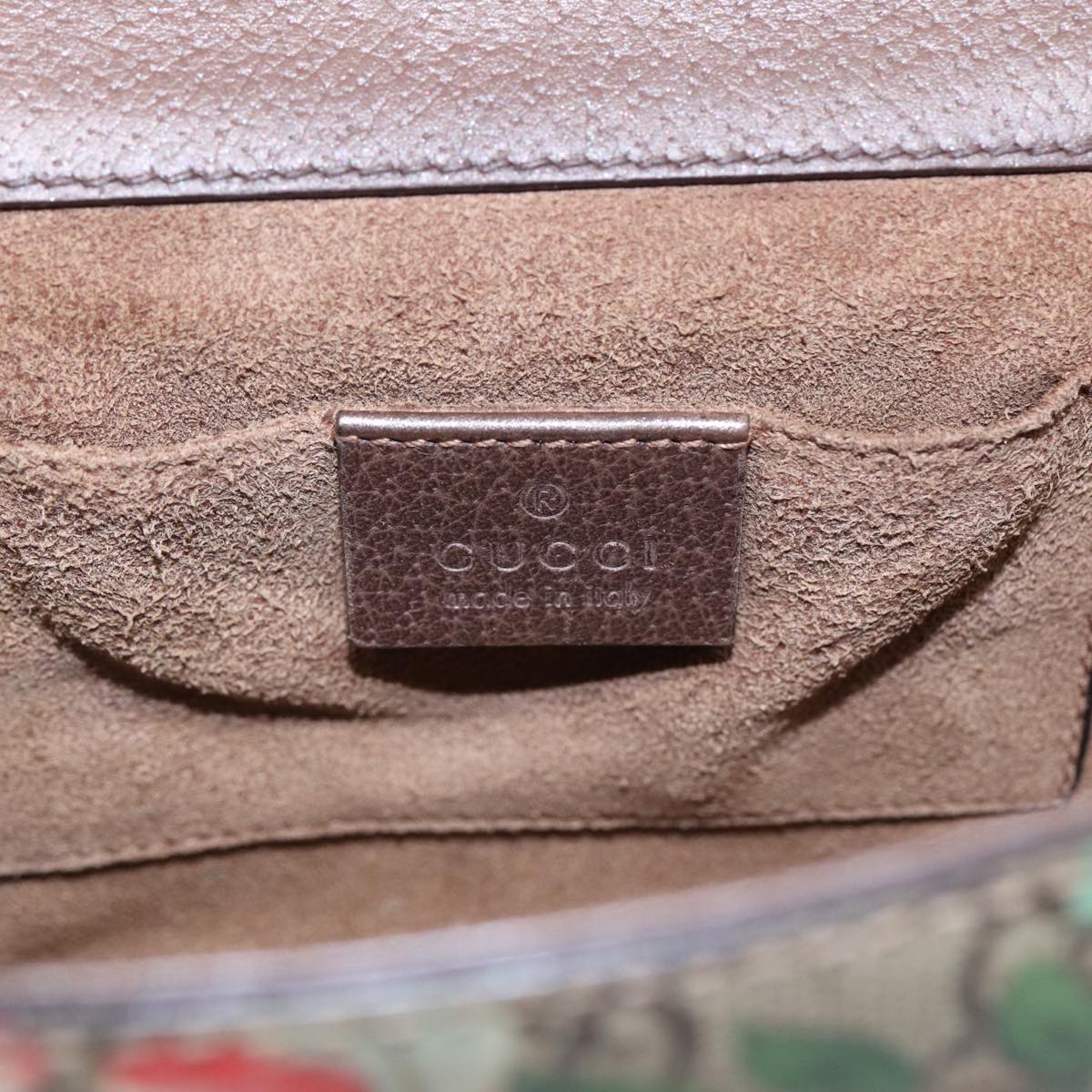 GUCCI GG Supreme Padlock Chain Shoulder Bag PVC Beige Gold 409487 bs17119