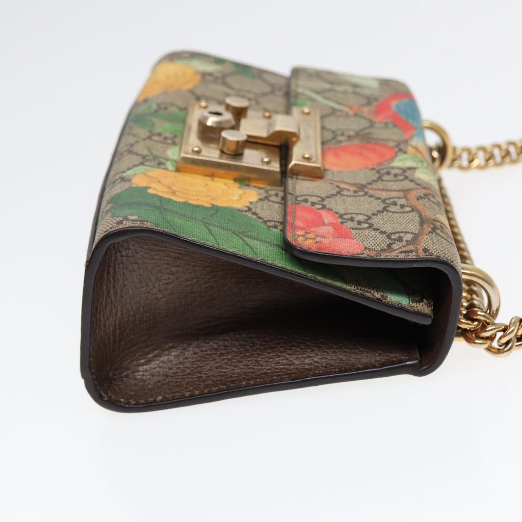 GUCCI GG Supreme Padlock Chain Shoulder Bag PVC Beige Gold 409487 bs17119