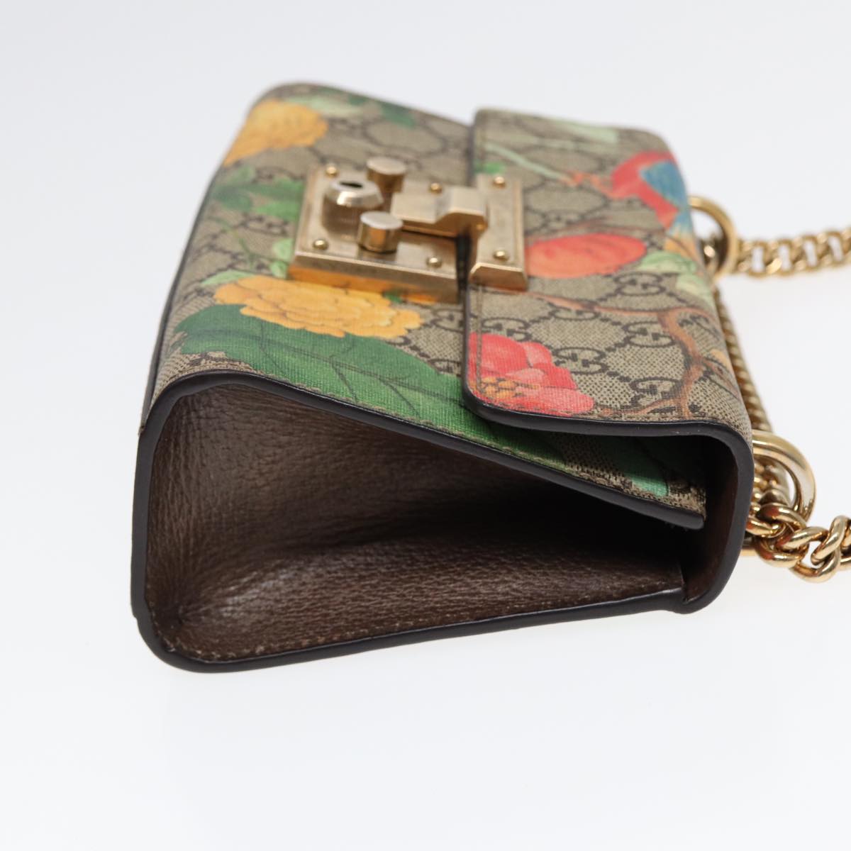 GUCCI GG Supreme Padlock Chain Shoulder Bag PVC Beige Gold 409487 bs17119
