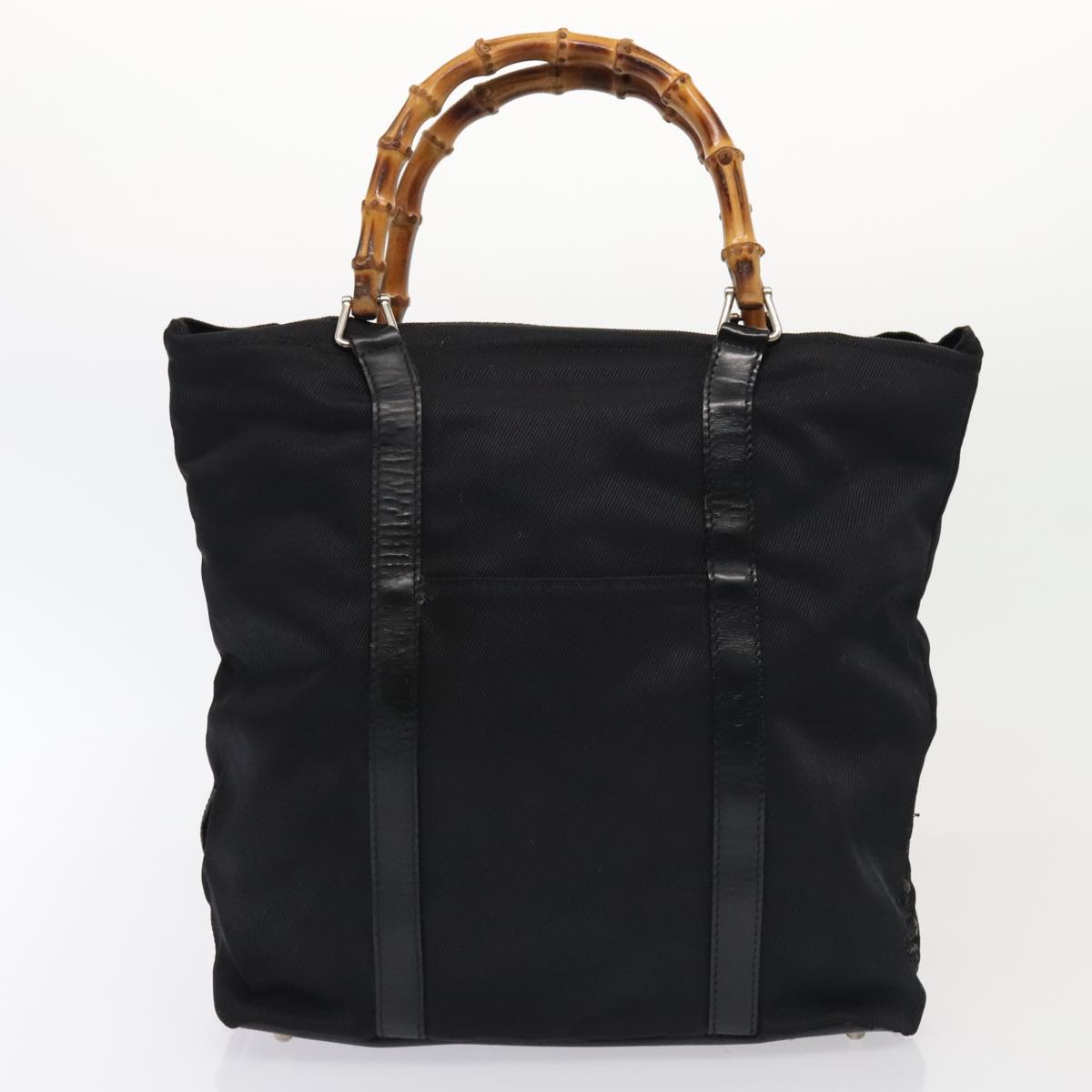 GUCCI Bamboo Hand Bag Nylon 2Set Black bs17121