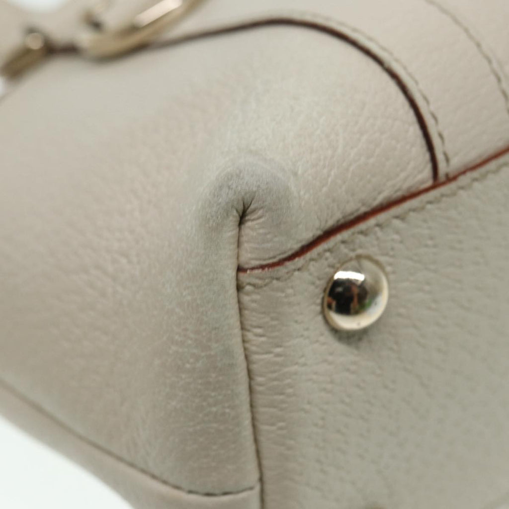 GUCCI Hand Bag Leather Beige Gold 141471 bs17126