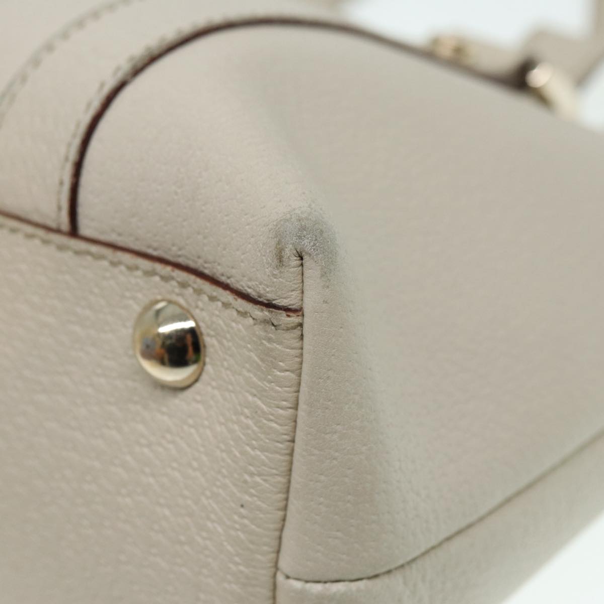 GUCCI Hand Bag Leather Beige Gold 141471 bs17126