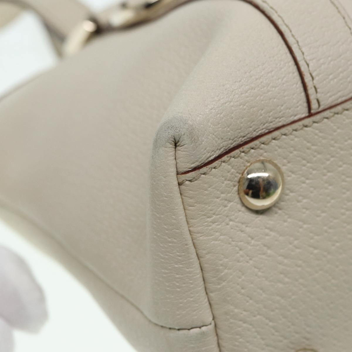 GUCCI Hand Bag Leather Beige Gold 141471 bs17126
