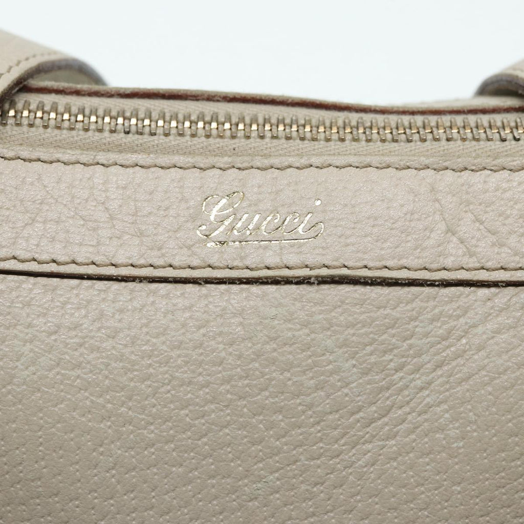 GUCCI Hand Bag Leather Beige Gold 141471 bs17126