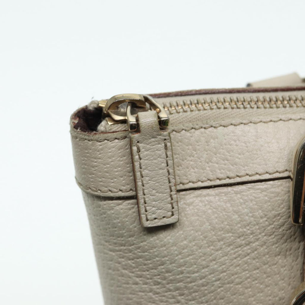 GUCCI Hand Bag Leather Beige Gold 141471 bs17126